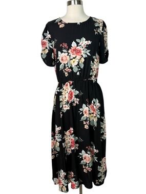 Spirit of Grace Black Floral Dress, Large